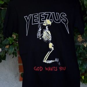 YEEZUS- GOD WANTS YOU GRAPHIC BLACK SKULL TSHIRT